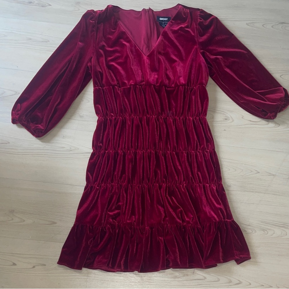 DKNY  Red Velvet Dress